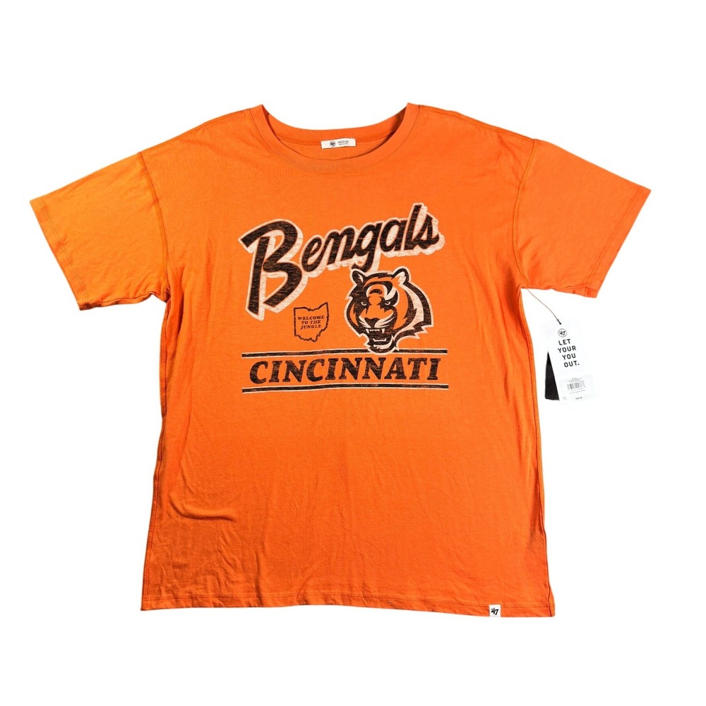 47 Brand Cincinnati Bengals NFL Graphic T-Shirt Orange Women Medium NWT